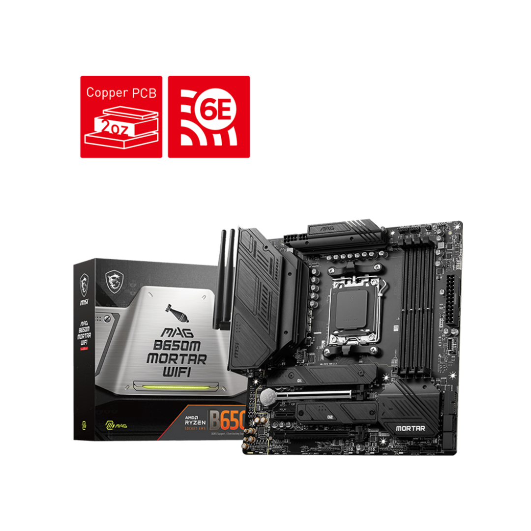 <strong>MSI MAG B650M MORTAR WIFI AM5 m-ATX MOTHERBOARD</strong>