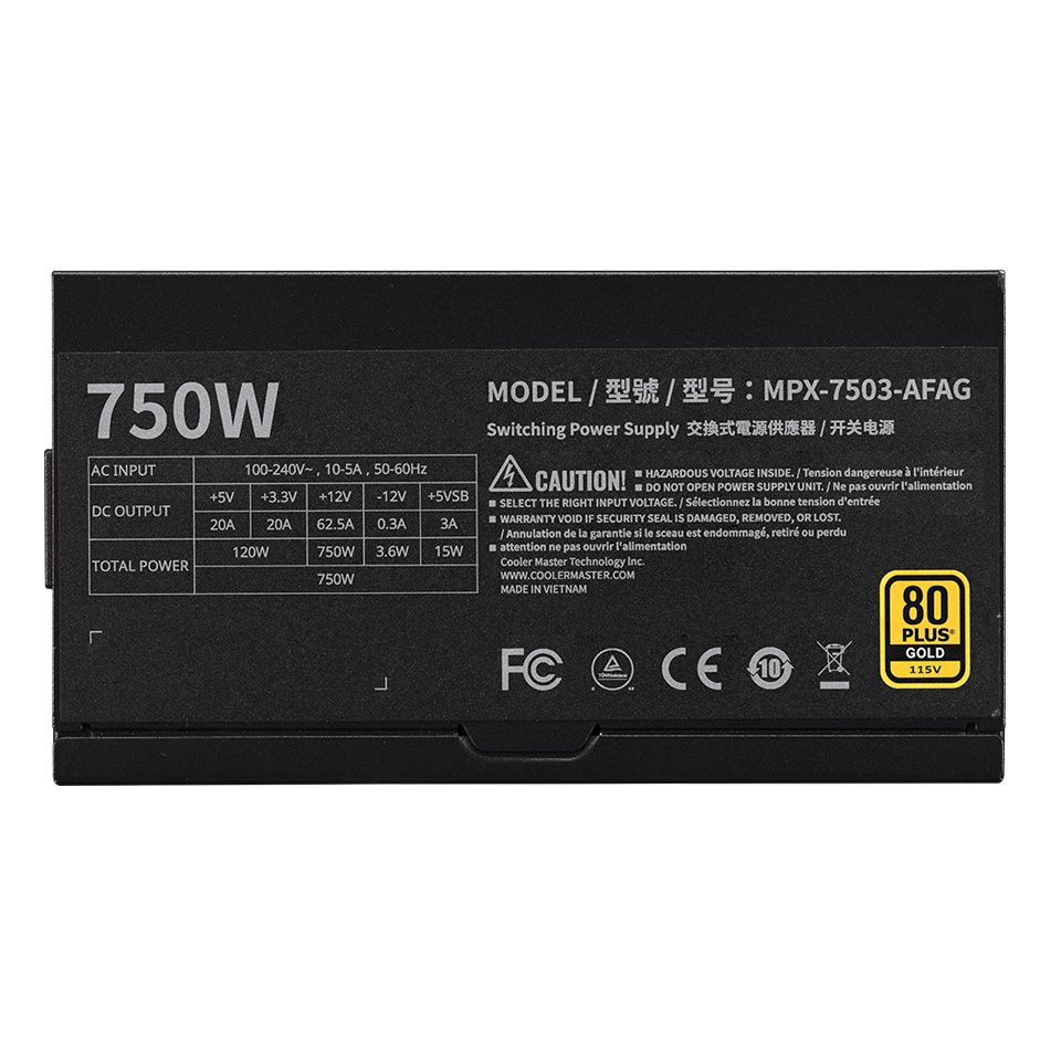 <strong>COOLER MASTER MWE GOLD V3 750W ATX3.1 PSU</strong>