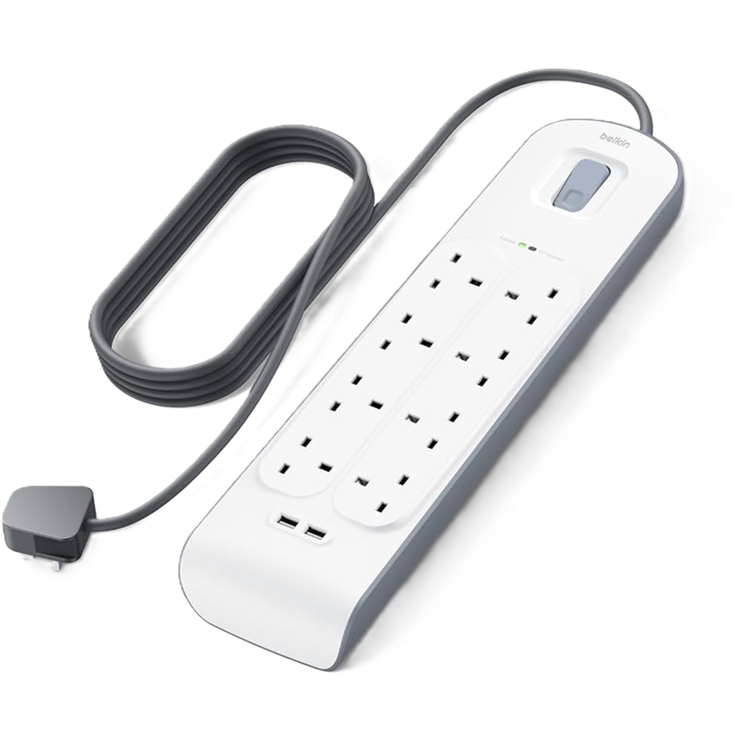 <strong>BELKIN 8 OUTLET SURGE PROTECTION STRIP W/2USB PORT</strong>