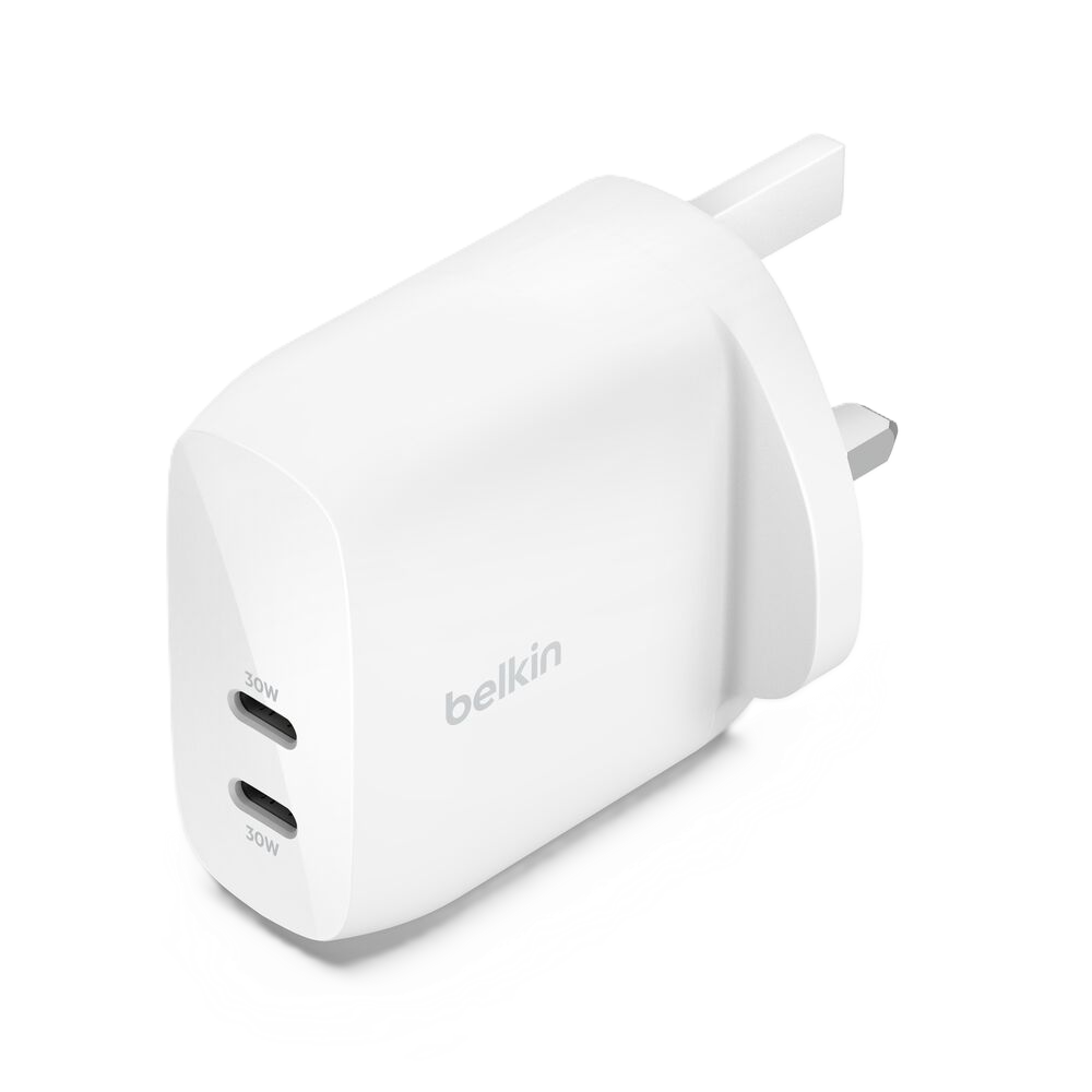 <strong>BELKIN DUAL USB-C PD3.1 PPS CHARGER 60W WCB010MYWH</strong>