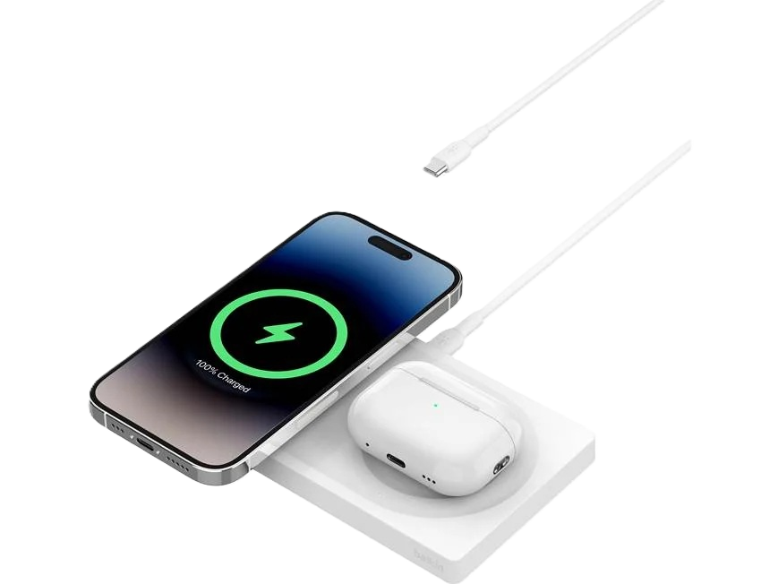 <strong>BELKIN MAGSAFE 2IN1 WIRELESS FLAT CHARGE PAD WHITE (WIZO19BTWH)</strong>