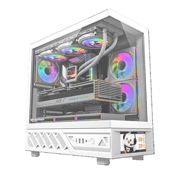<strong>DARKFLASH DS950V WHITE ARGB 6''LCD (6FANS) TEMPERED GLASS ATX CASING</strong>