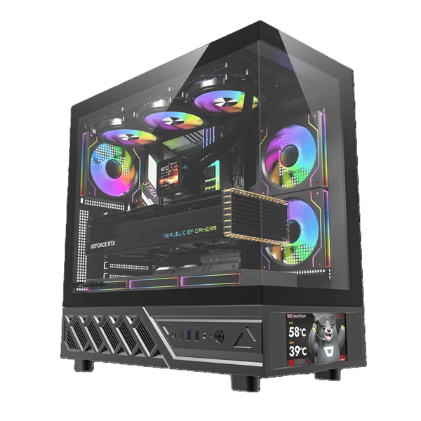 <strong>DARKFLASH DS950V BLACK ARGB 6'' LCD (6FANS) TEMPERED GLASS ATX CASING</strong>